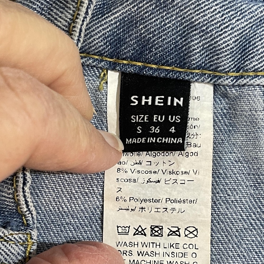 SheIn Jeans Womens 4 Light Wash Blue Cargo Wide Leg High Rise‎ Relaxed Denim - Picture 9 of 11